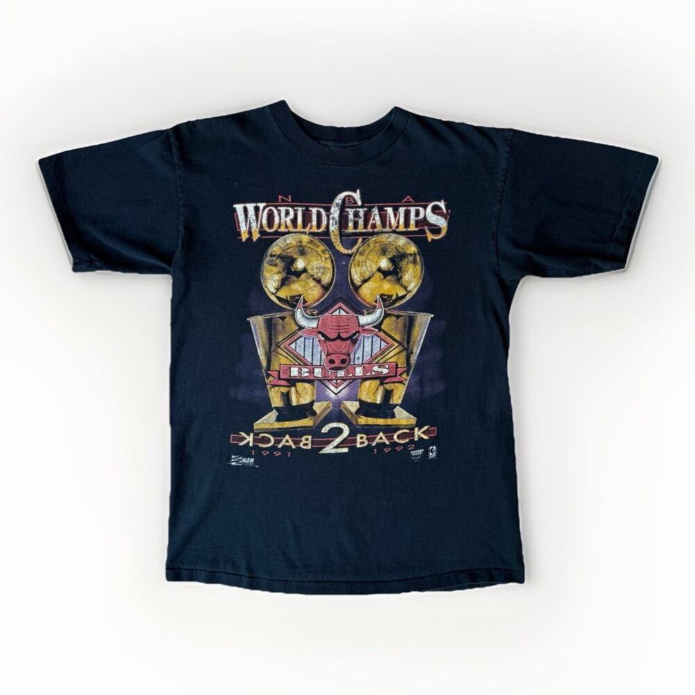 Vintage Chicago Bulls Shirt L Black 90s Salem Sportswear World Champs Jordan